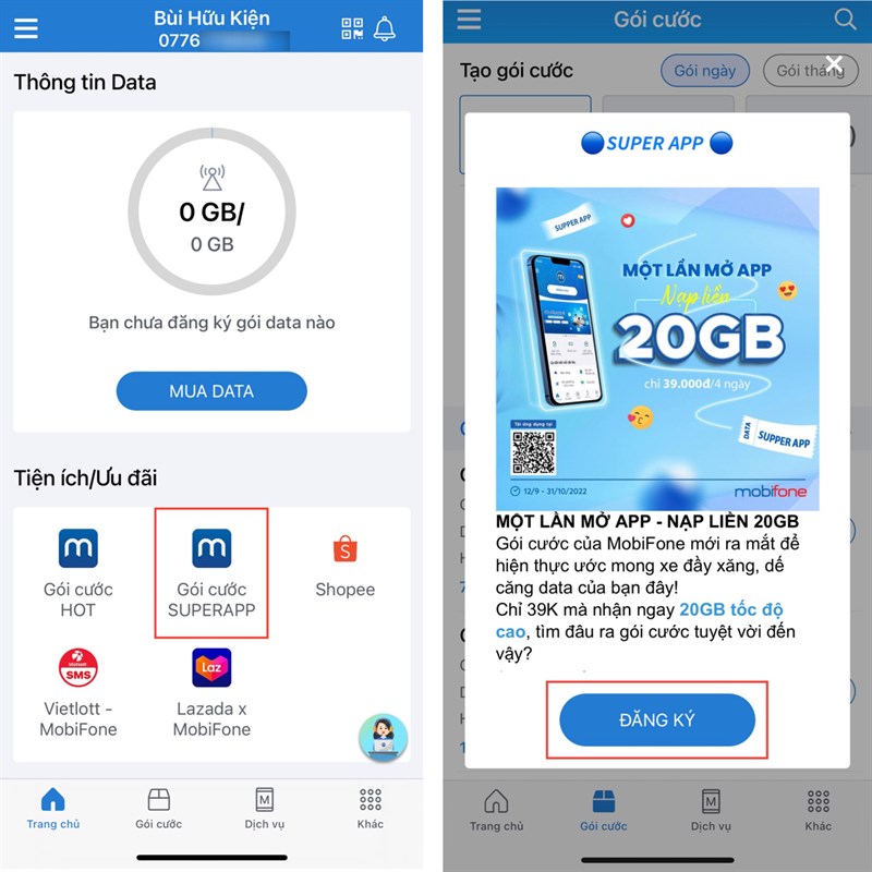 Cách đăng ký gói SUPERAPP của MobiFone