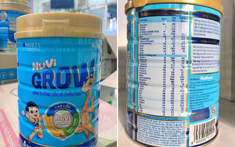 Sữa Nuvi Grow được bổ sung rất nhiều khoáng chất và vitamin trong thành phần