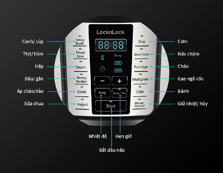 Thiết lập 12 chương trình cài sẵn giúp bạn thưởng thức nhiều món ăn hấp dẫn một cách dễ dàng, nhanh chóng