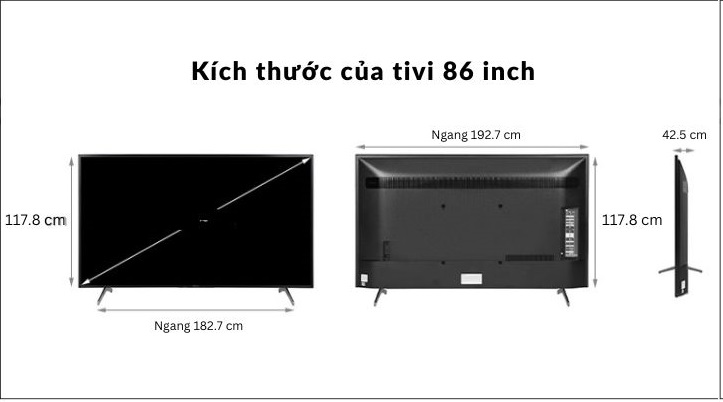 Kích thước của tivi 86 inch