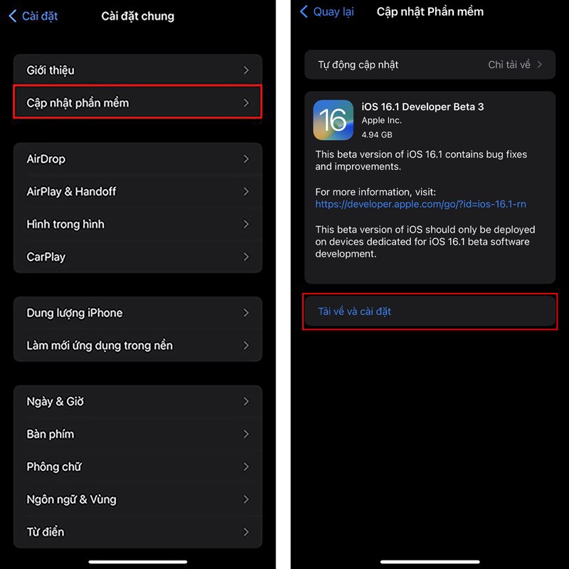 Cách cập nhật iOS 16.1 Beta 3