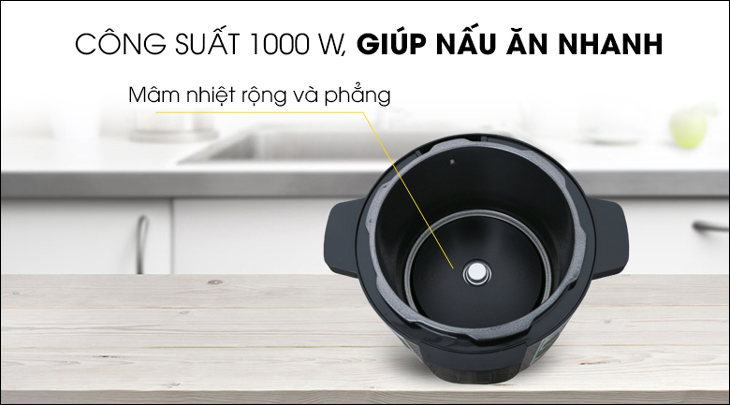 Nồi áp suất điện Lock&Lock EJP666SLV 6 lít có công suất hoạt động 1000W, giúp bạn nấu ăn nhanh, tiết kiệm điện năng