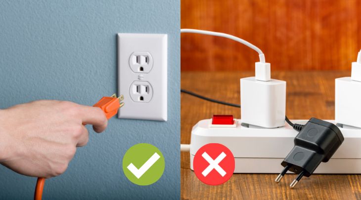 Do not share power outlets with high-power electrical devices to avoid overload and electrical safety