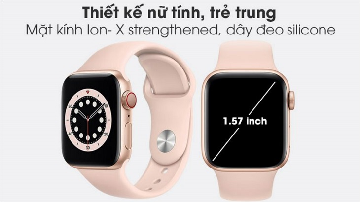 Apple Watch S6 LTE 40mm viền nhôm dây silicone sở hữu màn hình kích thước 1.57 inch phù hợp cho cổ tay vừa