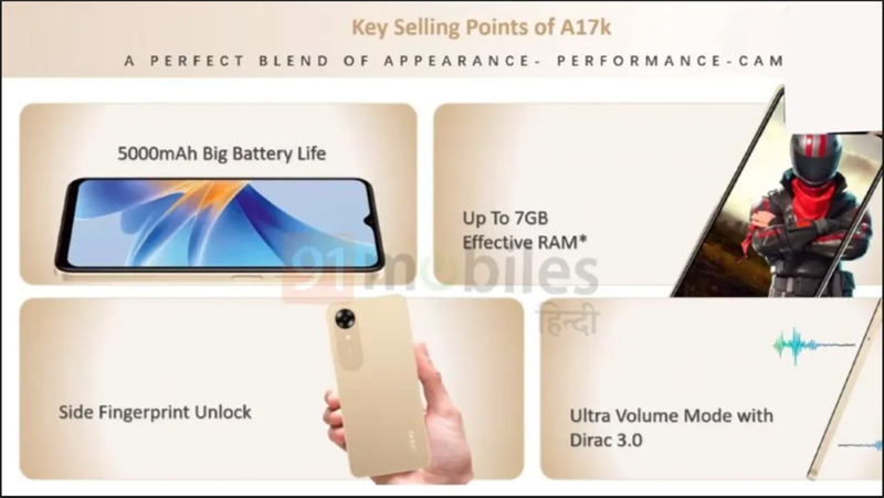 Thông số OPPO A17K bị rò rỉ