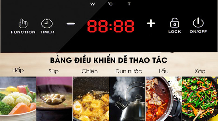 Bếp điện từ Lock&Lock EJI411 sở hữu chức năng nấu đa dạng, giúp bạn chế biến được nhiều món ăn cho gia đình