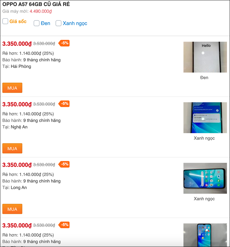 Giá OPPO A57 cũ hiện tại đã không thể rẻ hơn, mua ngay kẻo lỡ