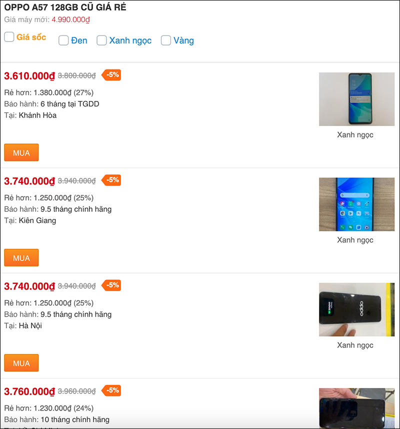 Giá OPPO A57 cũ hiện tại đã không thể rẻ hơn, mua ngay kẻo lỡ