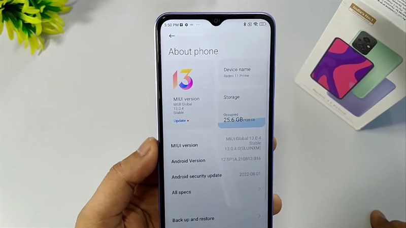  Redmi 11 Prime 4G còn được trang bị hai tùy chọn RAM LPDDR4X 4GB hoặc 6 GB và bộ nhớ trong UFS 2.2 64 GB và 128 GB.