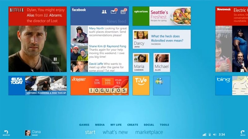 Giao diện concept của Start menu trên Windows 8 