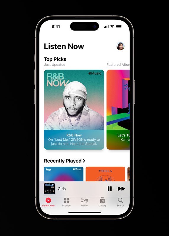 Giao diện Apple Music hiện tại Giao diện Apple Music hiện tại