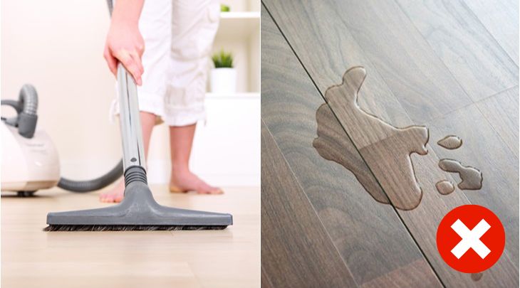Do not vacuum on wet or water-stained surfaces