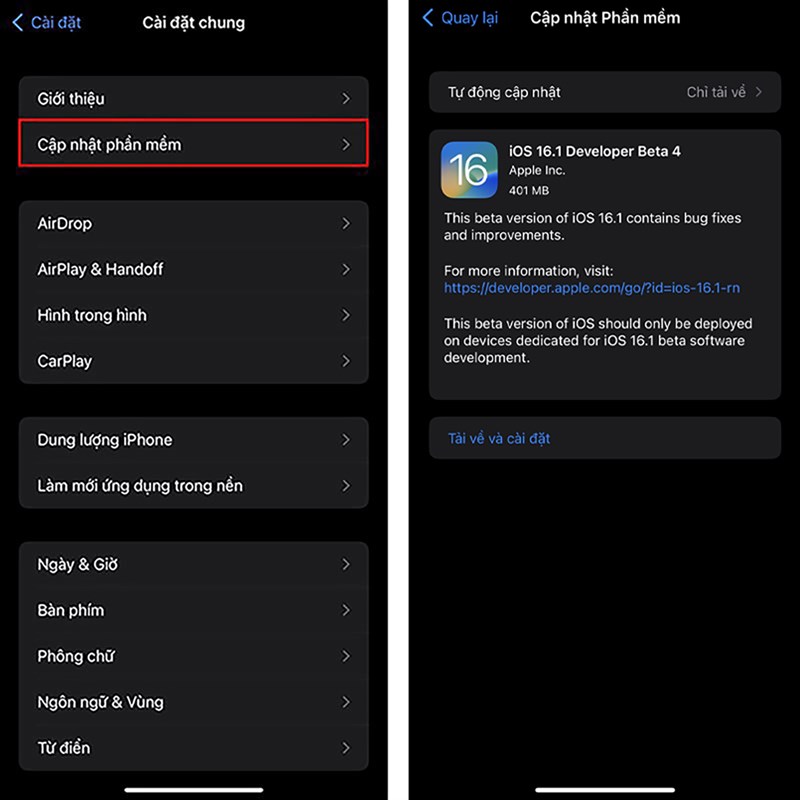 Cách cập nhật iOS 16.1 Beta 4