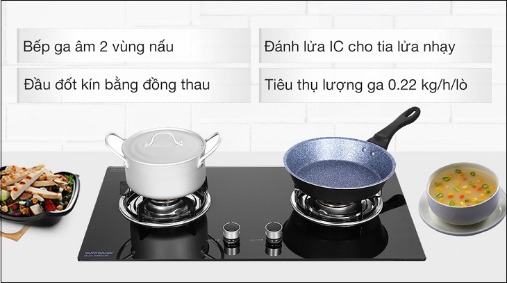 Bếp ga âm Sunhouse SHB507-MT với mức giá chỉ 1.280.000 đồng