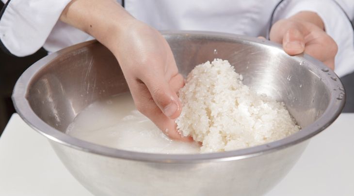 Do not rinse rice directly in the pot