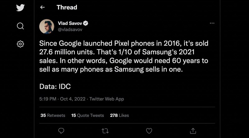 Bài đăng Twitter về thông số nói trên
