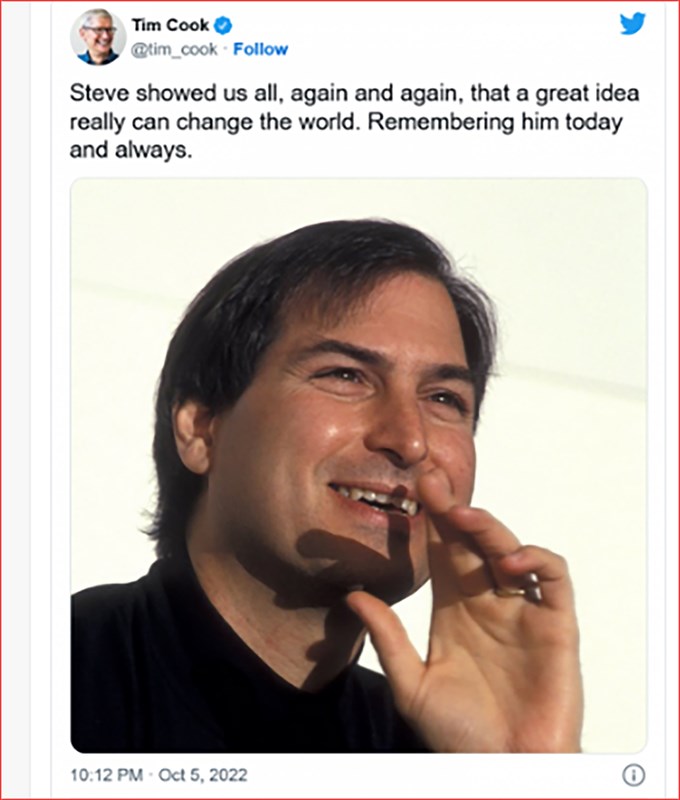 CEO Tim Cook đăng thông điệp tưởng nhớ 11 năm ngày Steve Jobs qua đời