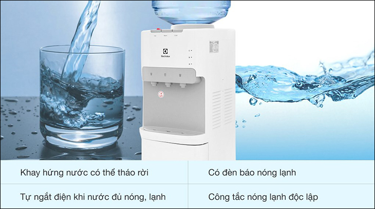 Cây nước nóng lạnh có thiết kế công tắc nóng, lạnh riêng biệt, tiết kiệm năng lượng