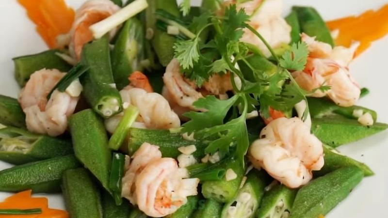 How to make delicious and nutritious fried okra with fresh shrimp