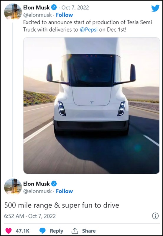 Xe tải điện Semi của Tesla vào giai đoạn sản xuất