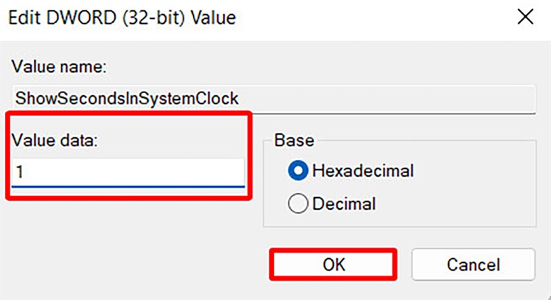 Cách bật hiển thị đồng hồ đếm giây trên windows 11