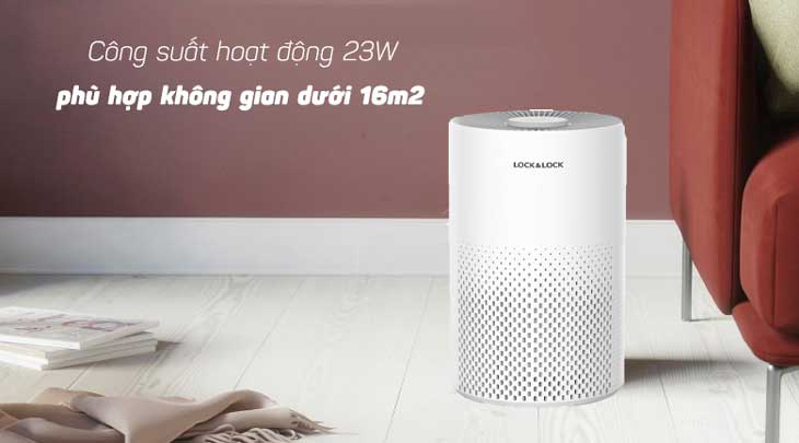 Máy lọc không khí Lock&Lock ENP126WHT 23W hoạt động với công suất 23W, giúp khử sạch mùi hôi, mang lại bầu không khí trong lành