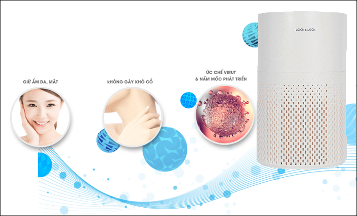 Máy lọc không khí Lock&Lock ENP126WHT 23W giúp duy trì độ ẩm để dưỡng ẩm cho da và tóc