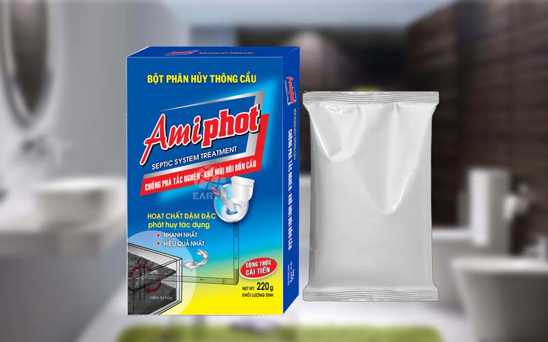 Công dụng và cách dùng bột phân huỷ thông bồn cầu Amiphot hiệu quả