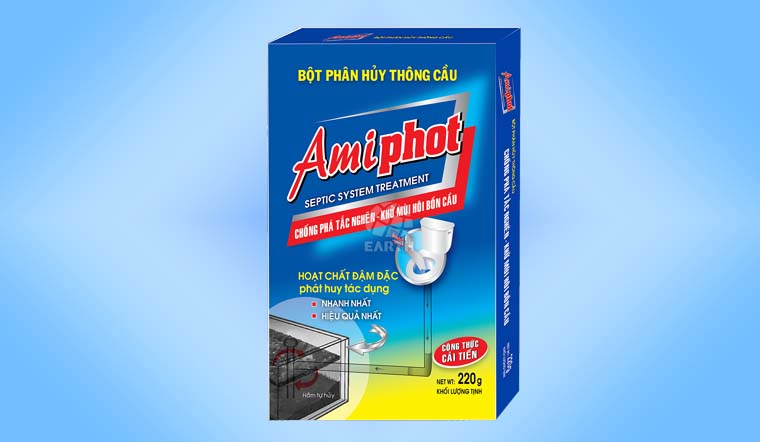 Công dụng và cách dùng bột phân huỷ thông bồn cầu Amiphot hiệu quả