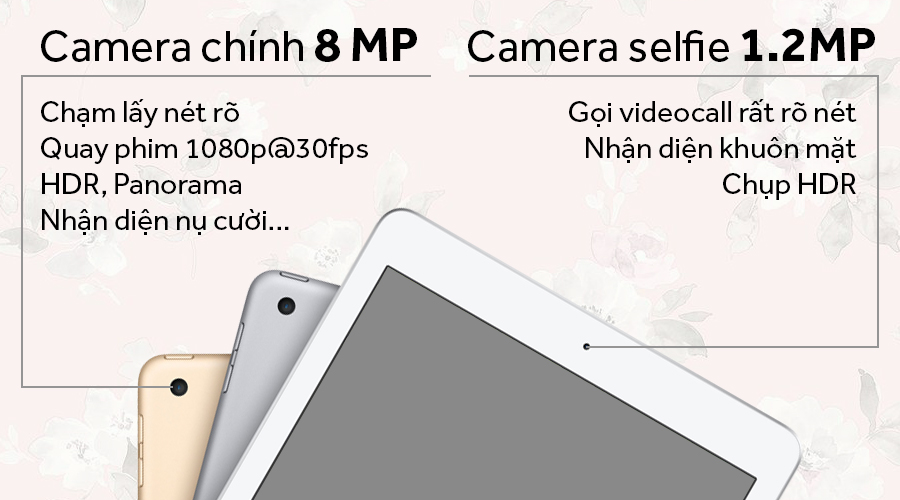  iPad Gen 6 có camera độ phân giải 8MP, camera trước có độ phân giải 1,2 MP 