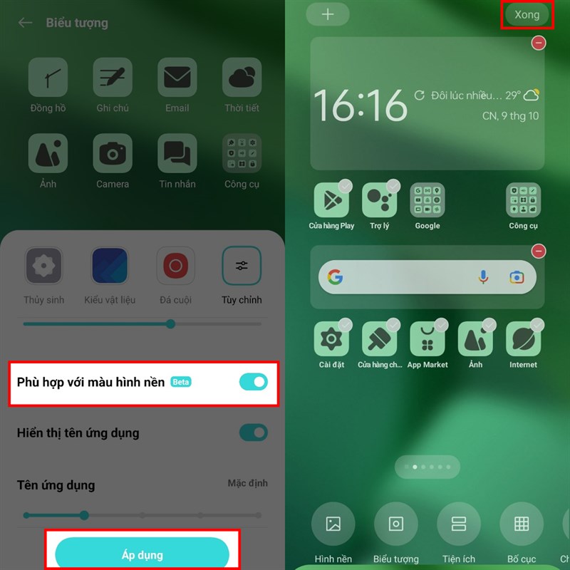 Cách chỉnh icon theo màu nền trên Android 13