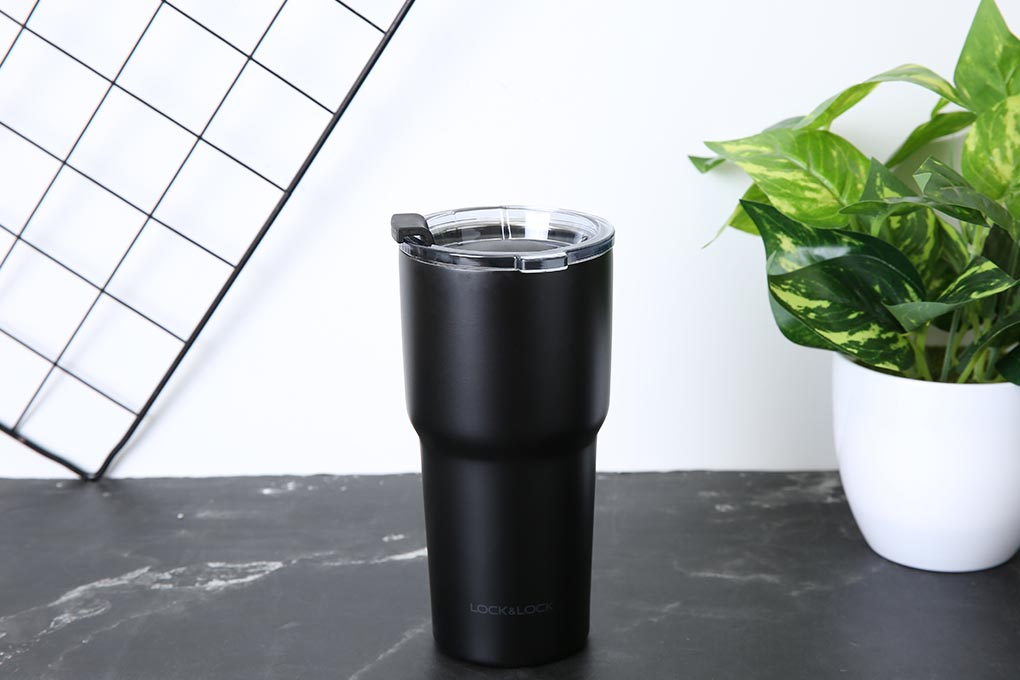 Ly giữ nhiệt inox 350 ml Lock&Lock LHC4179BLK có miệng ly rộng và nắp tách rời dễ dàng vệ sinh