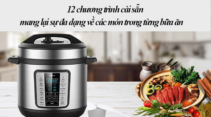 Nồi áp suất điện Lock&Lock thiết lập 12 chương trình cài sẵn giúp bạn thưởng thức nhiều món ăn hấp dẫn một cách dễ dàng, nhanh chóng