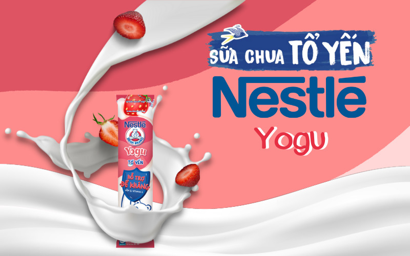 Sữa chua uống tổ yến hương dâu Nestlé Yogu thơm ngon, tốt sức khỏe
