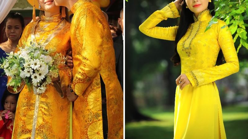Áo cưới vàng ánh kim quý phái