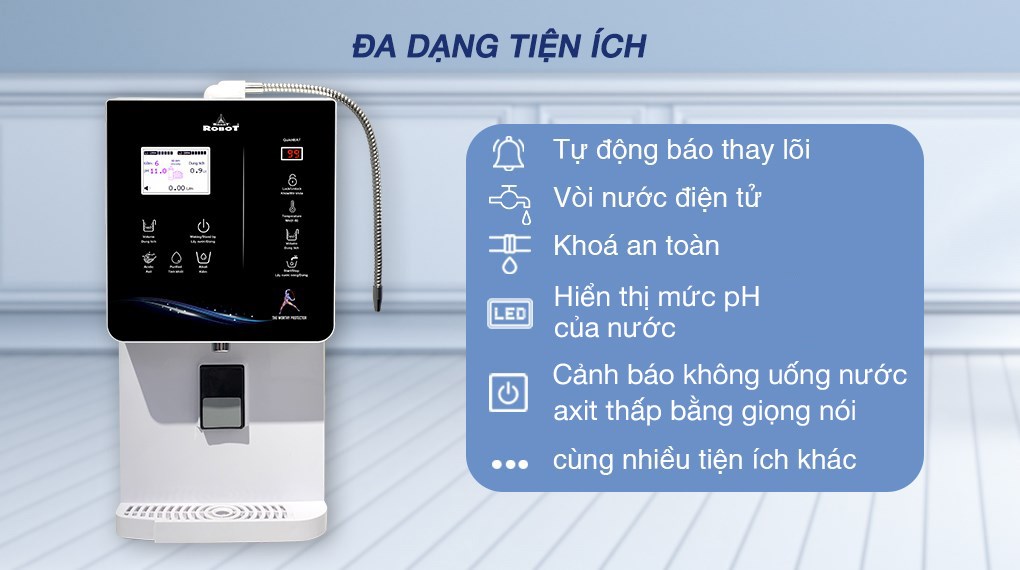 Máy lọc nước điện giải iON kiềm Robot IonQueen 912X có dạng tiện ích