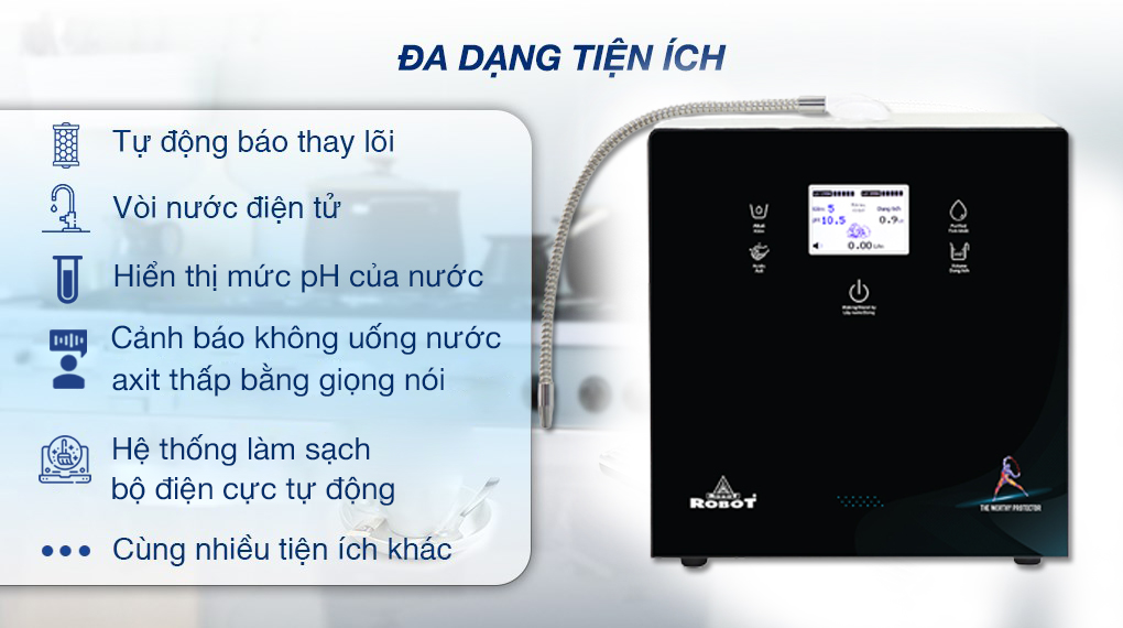 Máy lọc nước điện giải ion kiềm Robot IonPrince 37X có đa dạng tiện ích