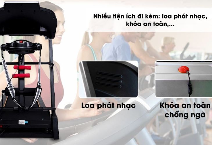 Máy chạy bộ được trang bị loa hỗ trợ cho việc giải trí