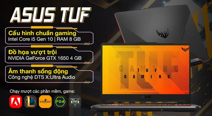 Laptop gaming Asus TUF được trang bị chip core i5 