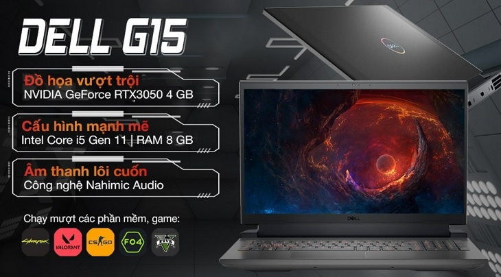 Laptop Dell Gaming G15 5511 i5 70266676 sử dụng card đồ họa rời NVIDIA