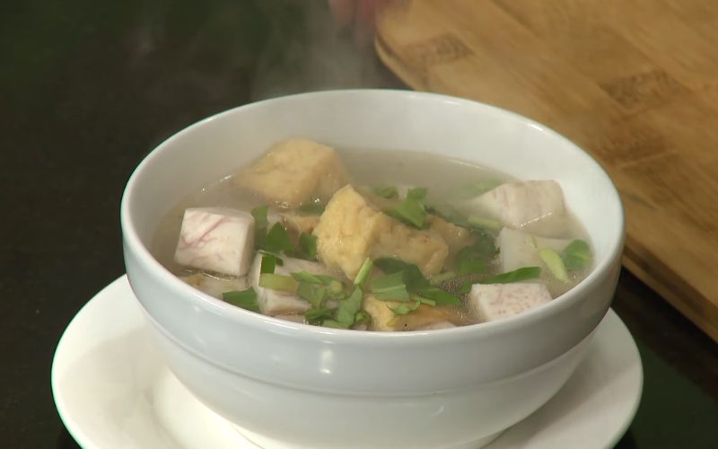 Share how to make delicious, easy-to-cook vegetarian taro tofu soup