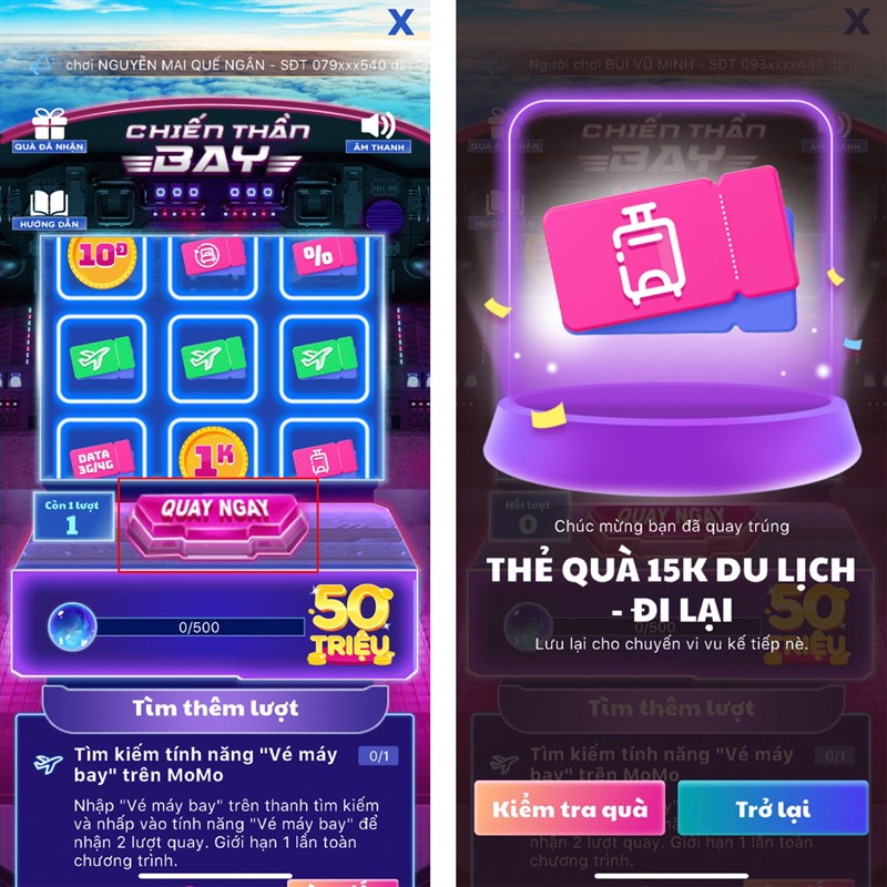 Hướng dẫn nhận quà Chiến Thần Bay trên MoMo