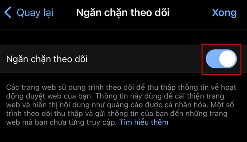 Cách sử dụng tính năng ngăn chặn theo dõi Edge trên iOS