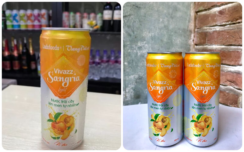 Vivazz Sangria Light vị Đào nổi bật với màu vàng rơm nhẹ tràn đầy sức sống