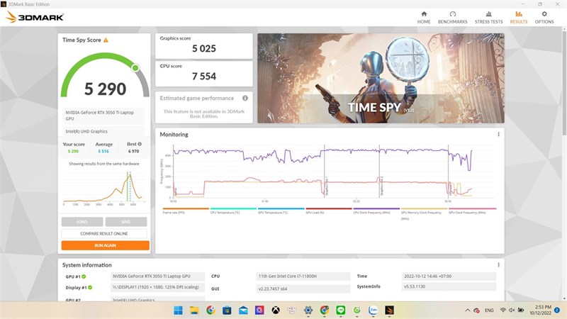 Điểm 3Dmark trên MSI Gaming Pulse GL66 11UDK. Điểm 3Dmark trên MSI Gaming Pulse GL66 11UDK.