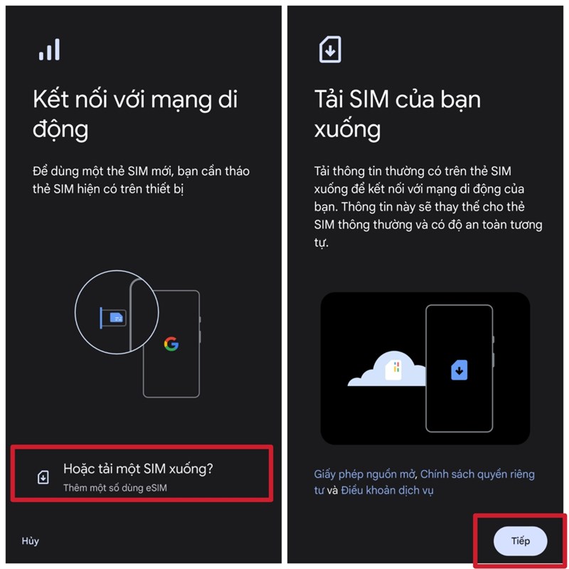 cách sử dụng esim trên điện thoại Google Pixel