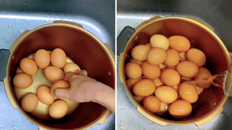 Chuẩn bị nướng trứng