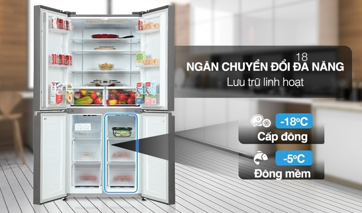 Tủ lạnh Casper Inverter 462 lít RM-520VT trang bị ngăn chuyển đổi linh hoạt từ -18°C đến -5°C mở rộng không gian bảo quản thực phẩm như ý muốn
