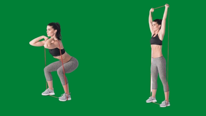 Bài tập squat kết hợp dây kháng lực