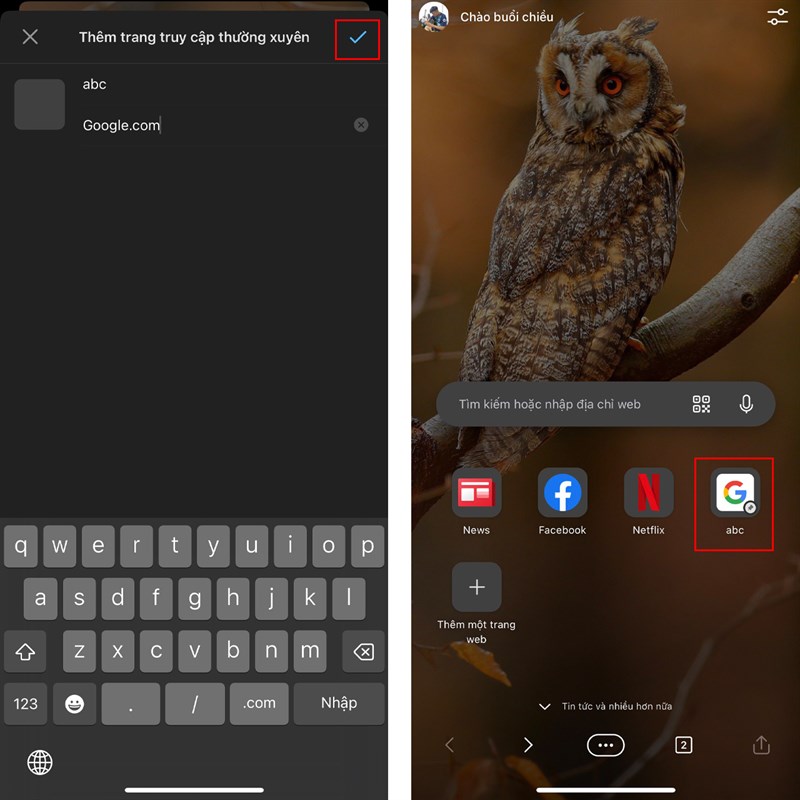 Cách thêm lối tắt nhanh trên màn hình chính của Edge iOS